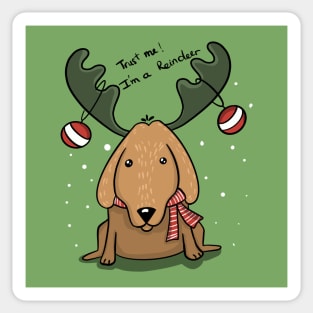 Golden Retriever Dressed Up As Christmas Deer Sticker